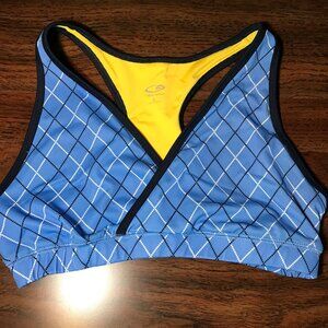 NWOT Champion Racerback Sports Bra Blue Crisscross Front Women's Large